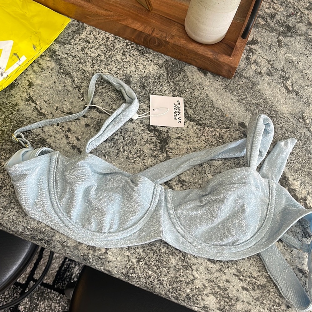 Monday Swimwear Blue Shimmer Bikini Top